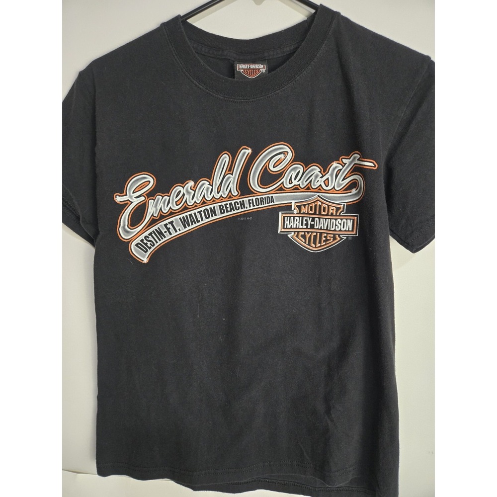 Harley Davidson Women's T-shirt Heritage Cycle Sz Small Black Florida Emerald Ct
